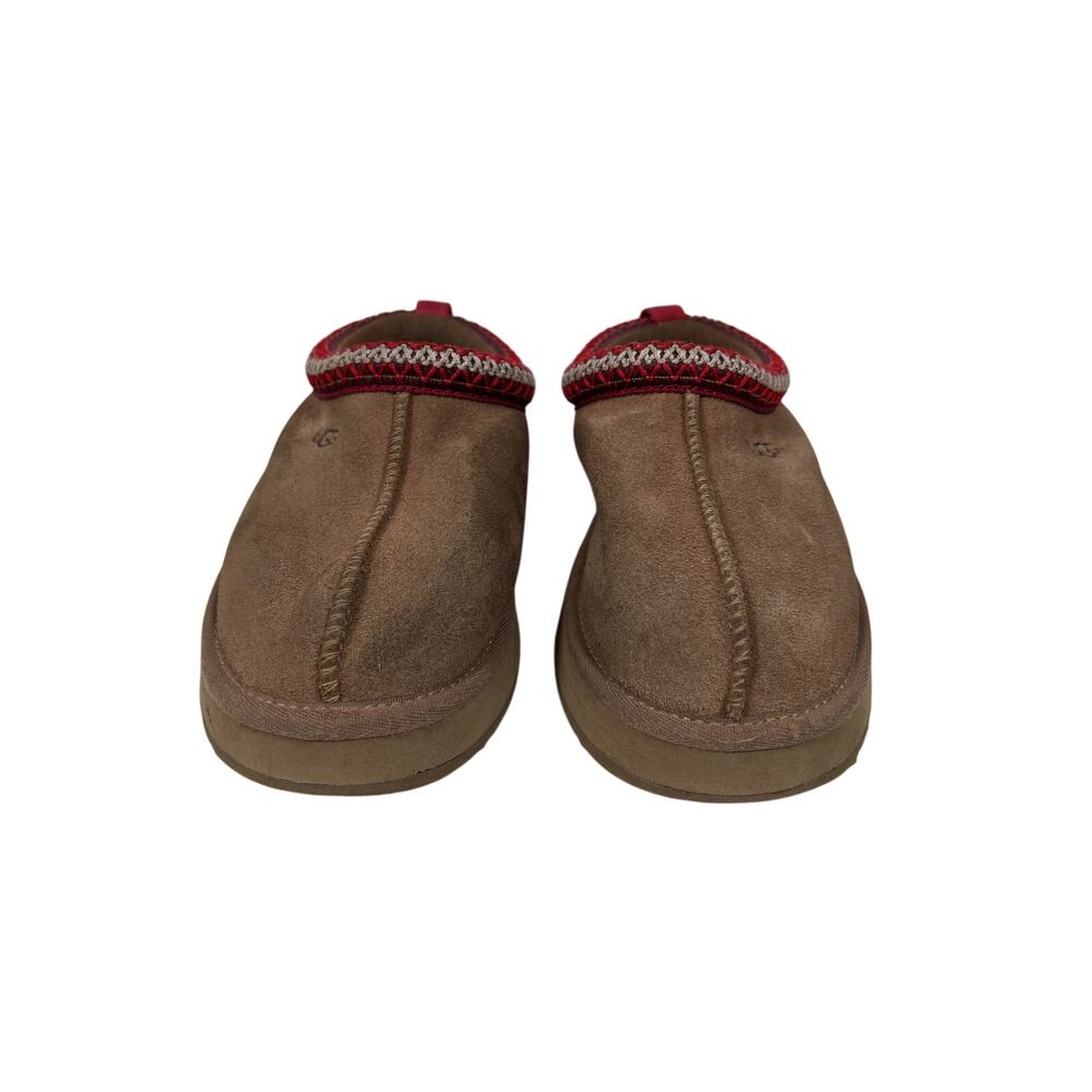 UGG Tasman Slippers Girls Size 2 Brown Suede Fleece Lined Platform - Picture 2 of 8